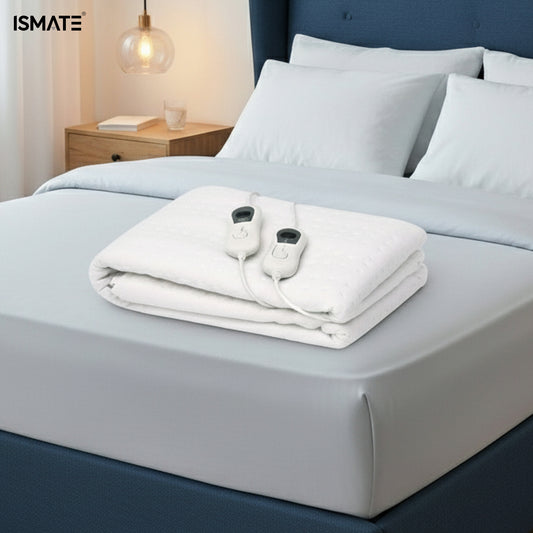 Dual Control Electric Blanket for King Bed White
