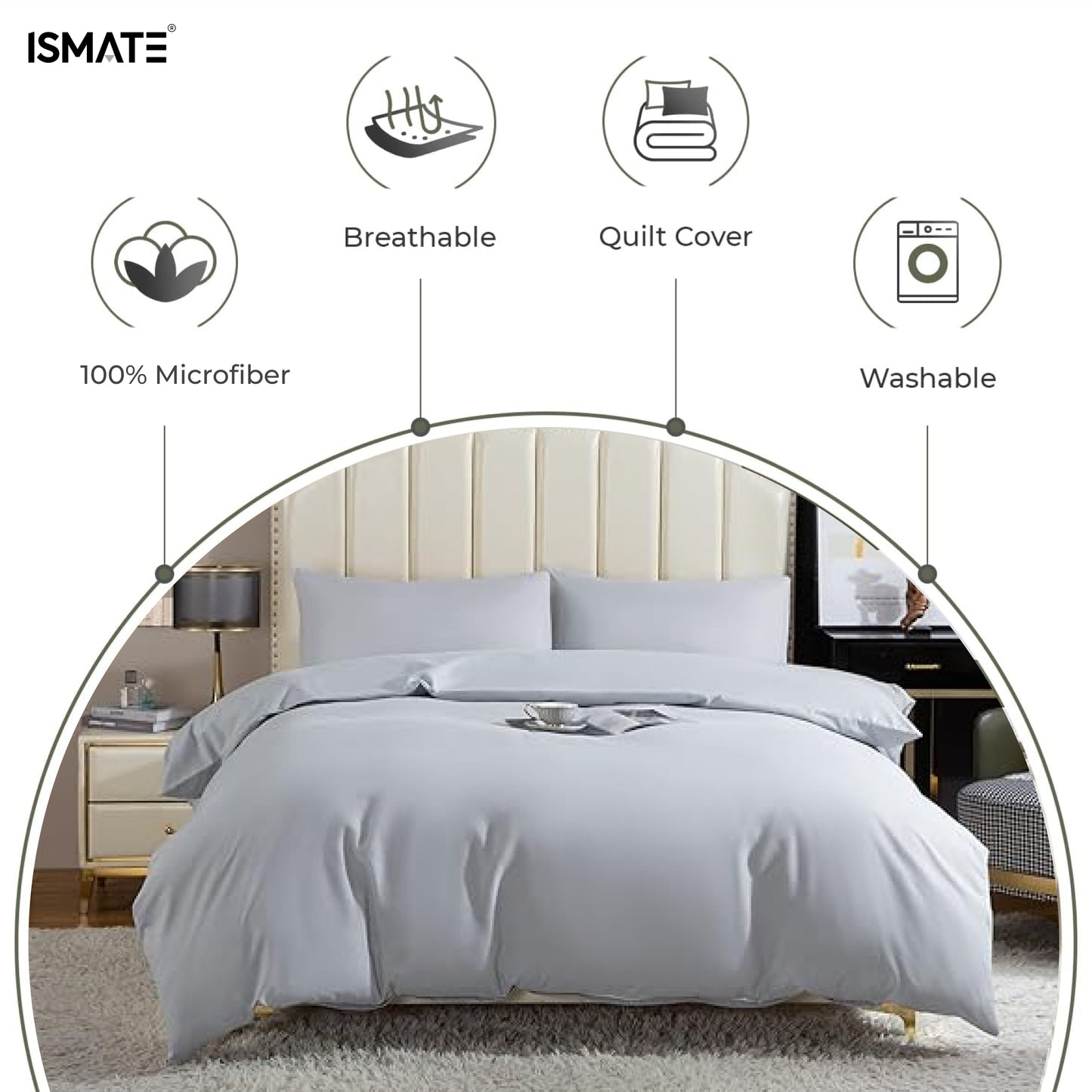 Premium Quilt Cover Set Grey