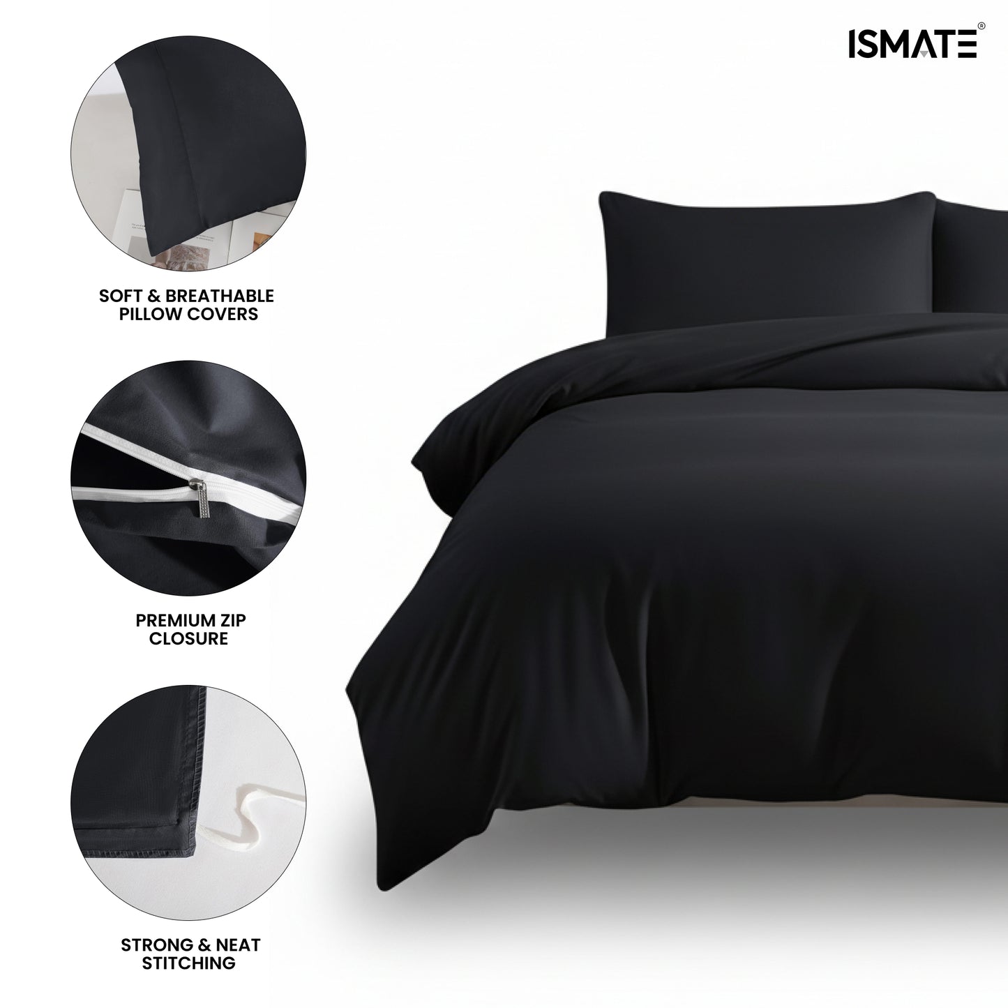 Premium Quilt Cover Set Black