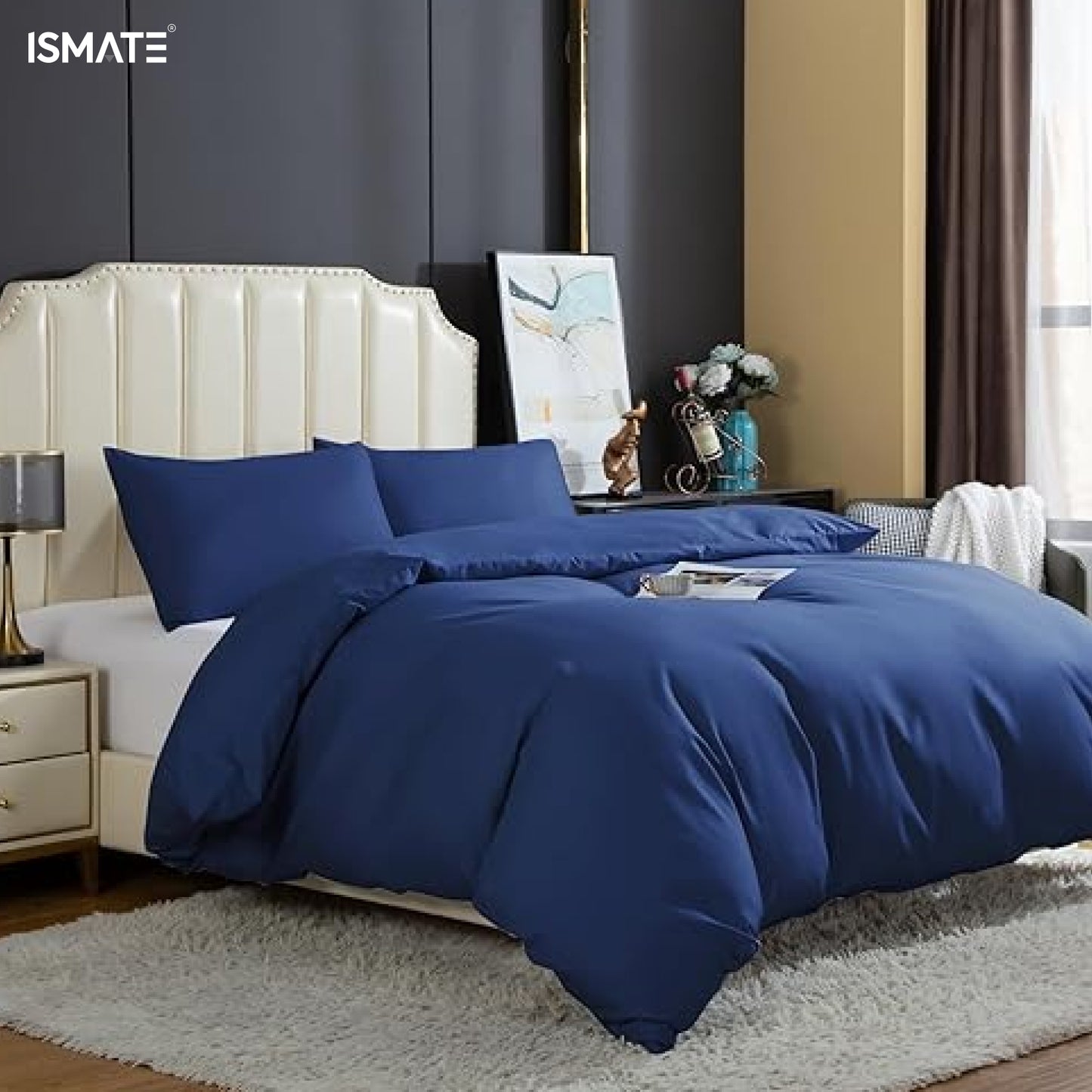 Premium Quilt Cover Set Navy  Blue