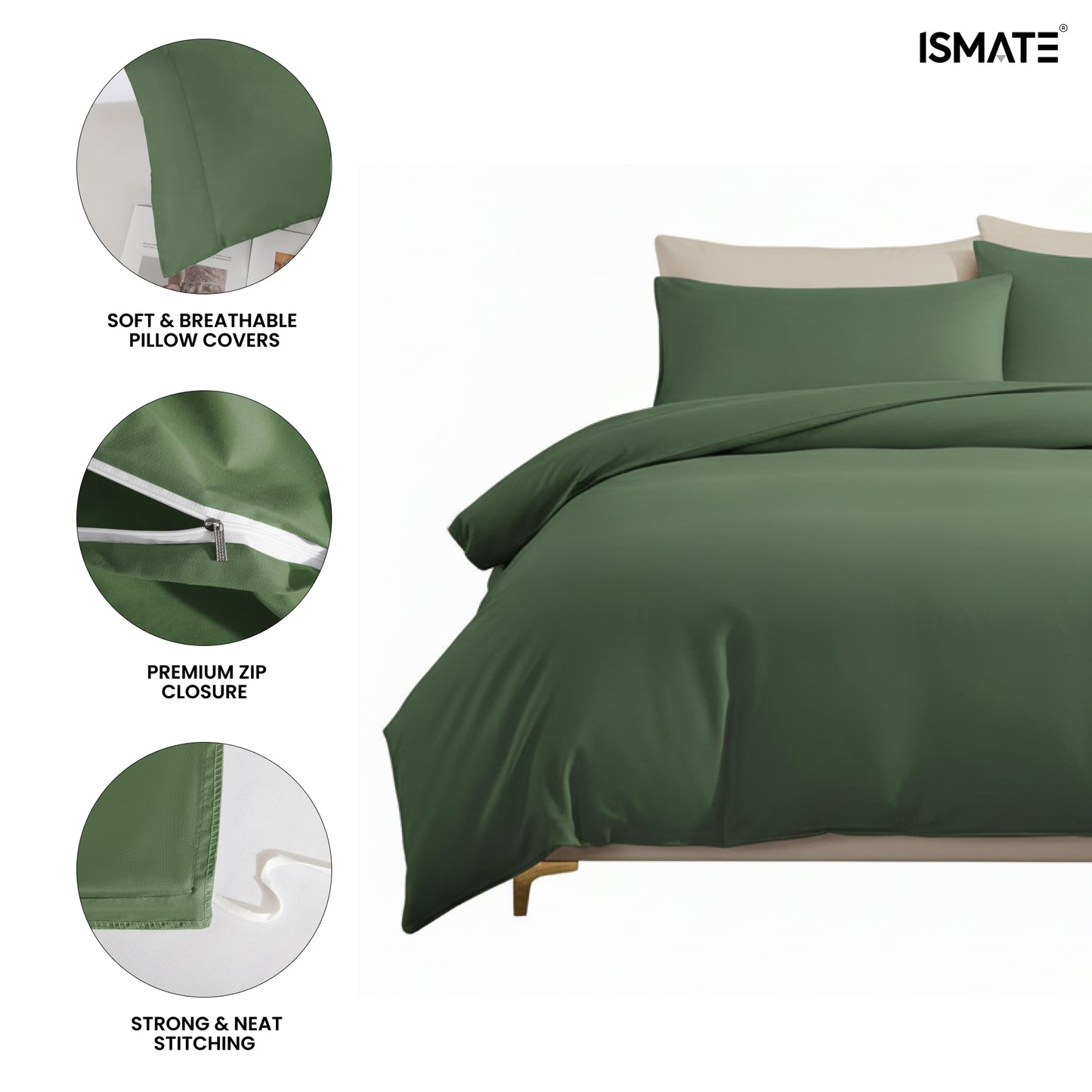 Premium Quilt Cover Set Olive